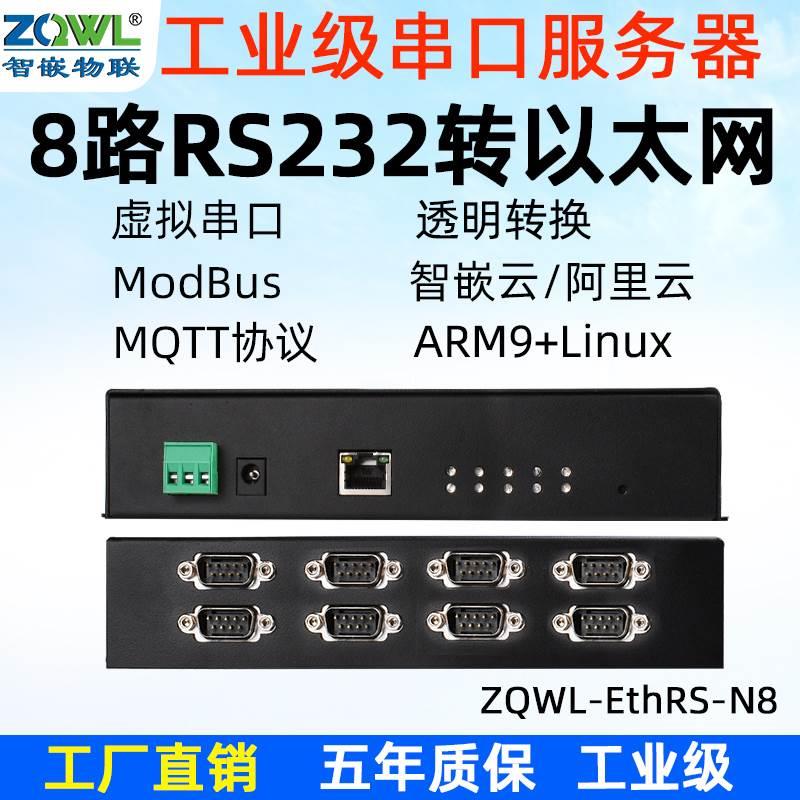 适用智嵌 8串口/8路RS232转网络/Modbus网关