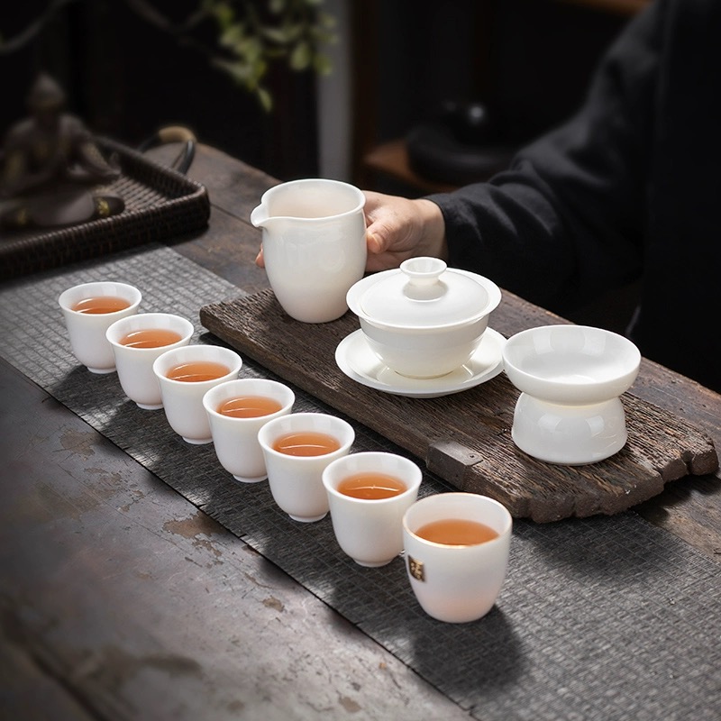 潮州薄胎高骨瓷盖碗茶杯