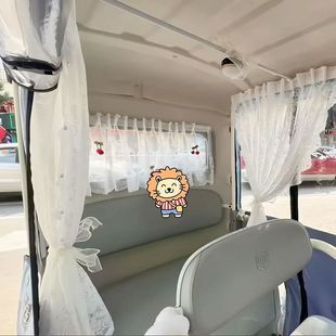 饰帘金鹏su7三轮车蕾丝自粘帘魔术贴款 三轮装 纯色纱帘短帘遮光帘