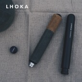 LHOKA户外随行长型酒壶便携紧凑酒管手工保护套不锈钢盛酒器