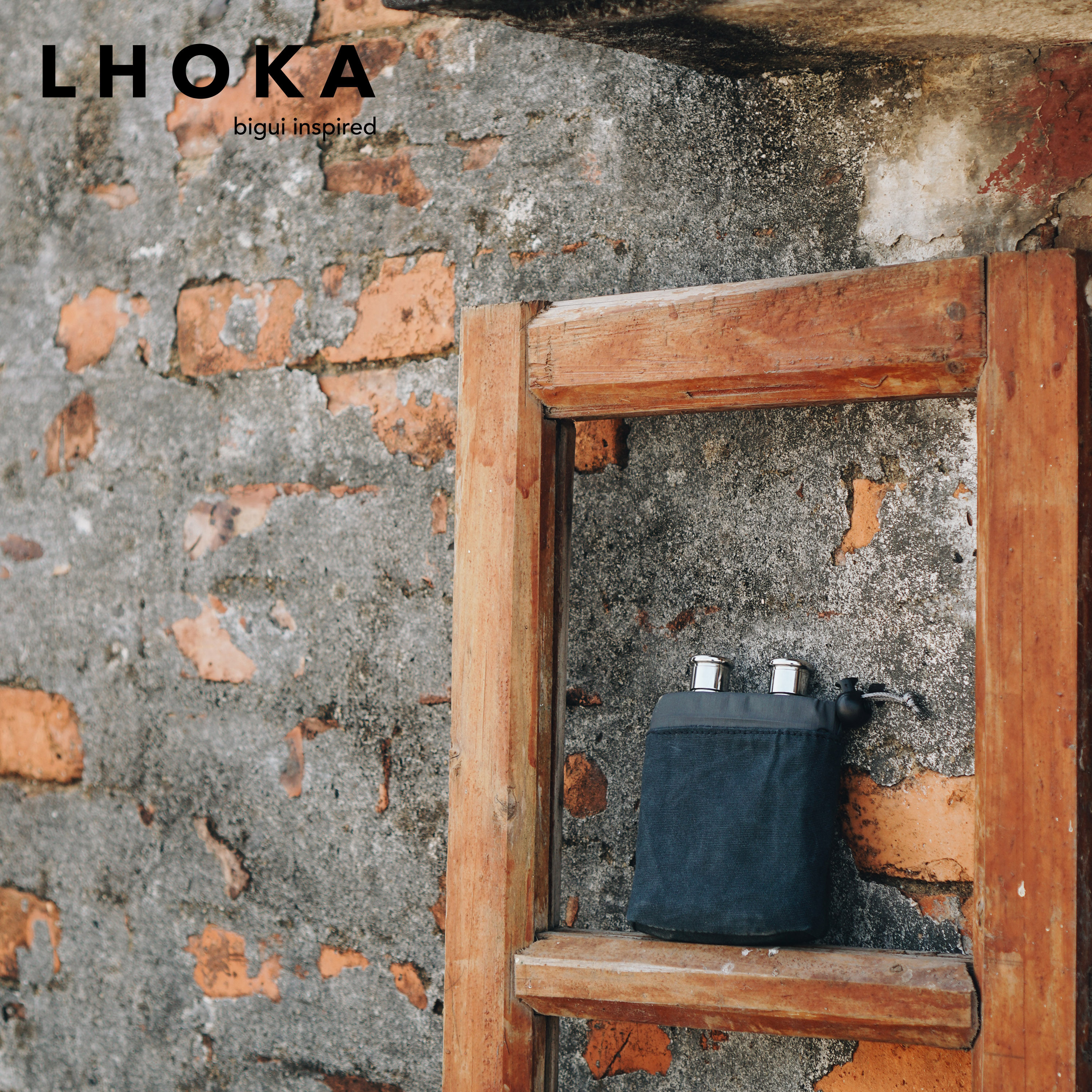 LHOKAboldDUO双分酒壶户外随身便携不锈钢白酒whisky手工布套