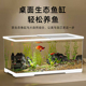 鱼缸客厅桌面小型免换水金鱼缸造景家用透明亚克力带盖生态水族箱