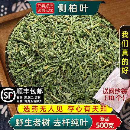 野生侧柏叶中药材500g侧柏叶洗发包侧柏叶粉另售何首乌皂角无患子