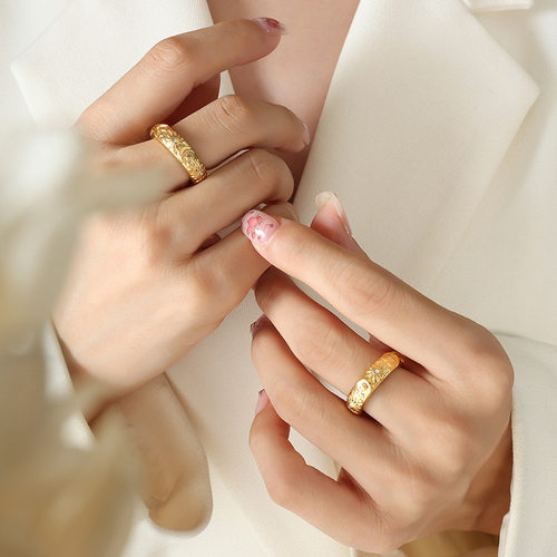 Ring titanium steel plated 18K gold men's and women's rings