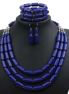 New trendy handmade bead colored necklace earrings