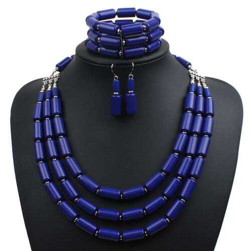 New trendy handmade bead colored necklace earrings