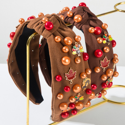 New Thanksgiving headband maple leaf turkey accessory