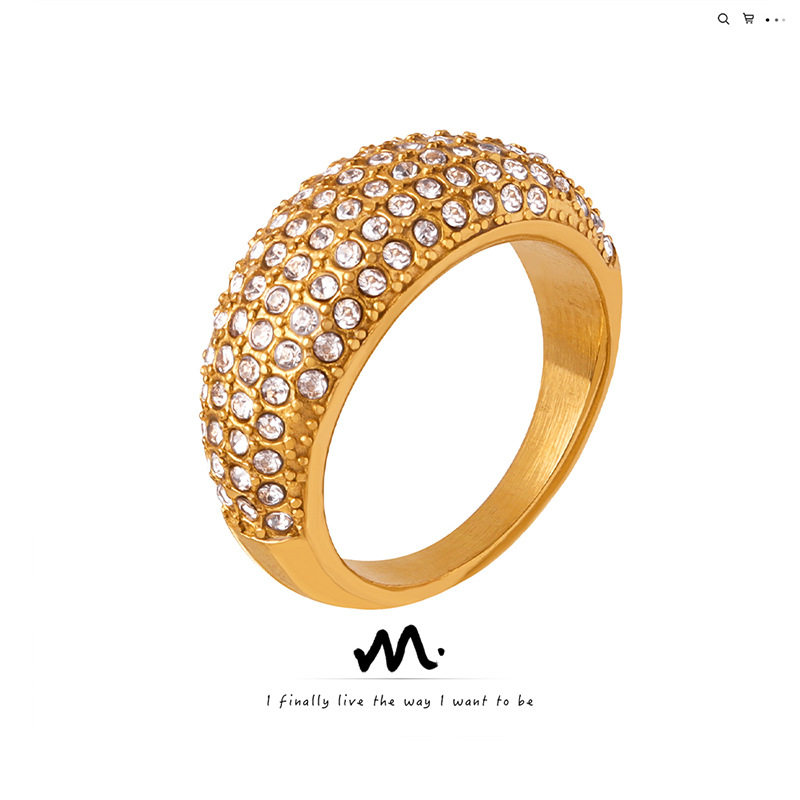 Ins Diamond Set Light Luxury Titanium Steel Gold Plated Ring