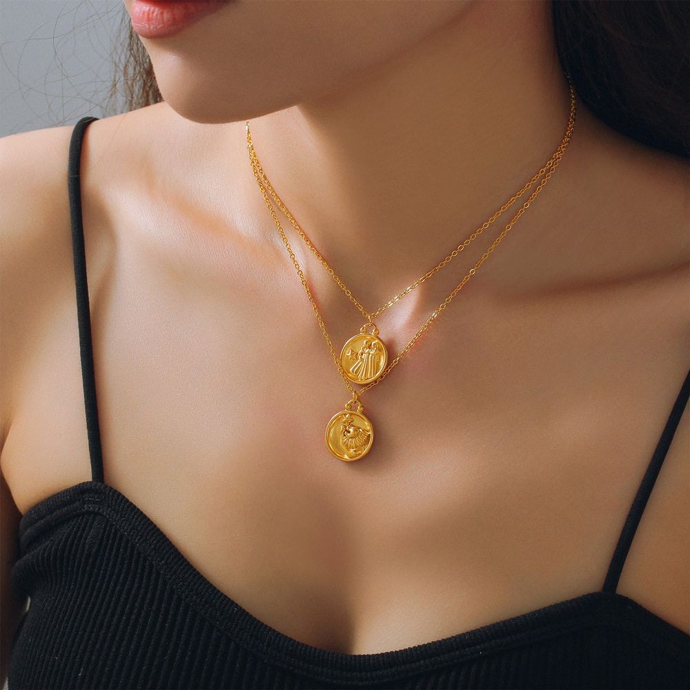 Jewelry Round Pendant Titanium Steel Necklace吊坠钛钢项链