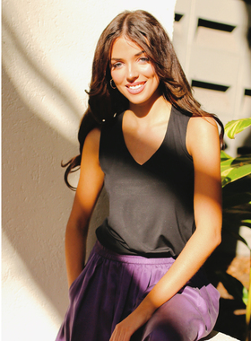 PassionWeekend「Noemi」超细兰精莫代尔 高弹针织背心 打底上衣