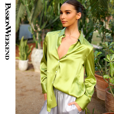 PW重磅桑蚕丝法式显瘦衬衫| 派绚周末通勤OL丝滑透气遮肉真丝上衣