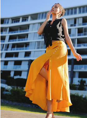 PassionWeekend「Lumine风曦漫舞」桑蚕丝半身裙 闪钻高开衩半裙