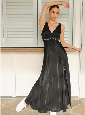 PassionWeekend「Ocean Star」桑蚕丝礼服裙真丝v领显瘦吊带长裙