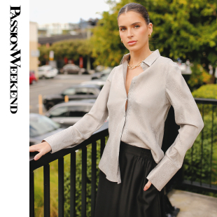 PassionWeekend「Siena 斜影西娜」桑蚕丝斜裁衬衫