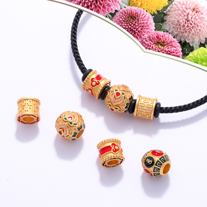 强保色越南高档沙金配件如意爱心囍配珠手工diy手绳手串编织配件
