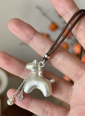 发财小马福禄贵气流苏铜钱葫芦情侣长款毛衣链项链女吊坠配饰男士