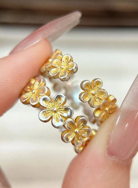 描金繁华桃花中式国风戒指小众高级感轻奢设计开口尾戒女小指