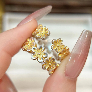 描金繁华桃花中式国风戒指小众高级感轻奢设计开口尾戒女小指