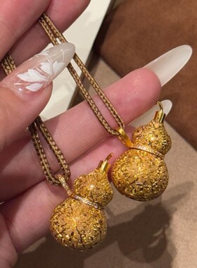 胖墩葫芦拉丝如意丝绒香囊葫芦毛衣链长款项链女轻奢小众高级感