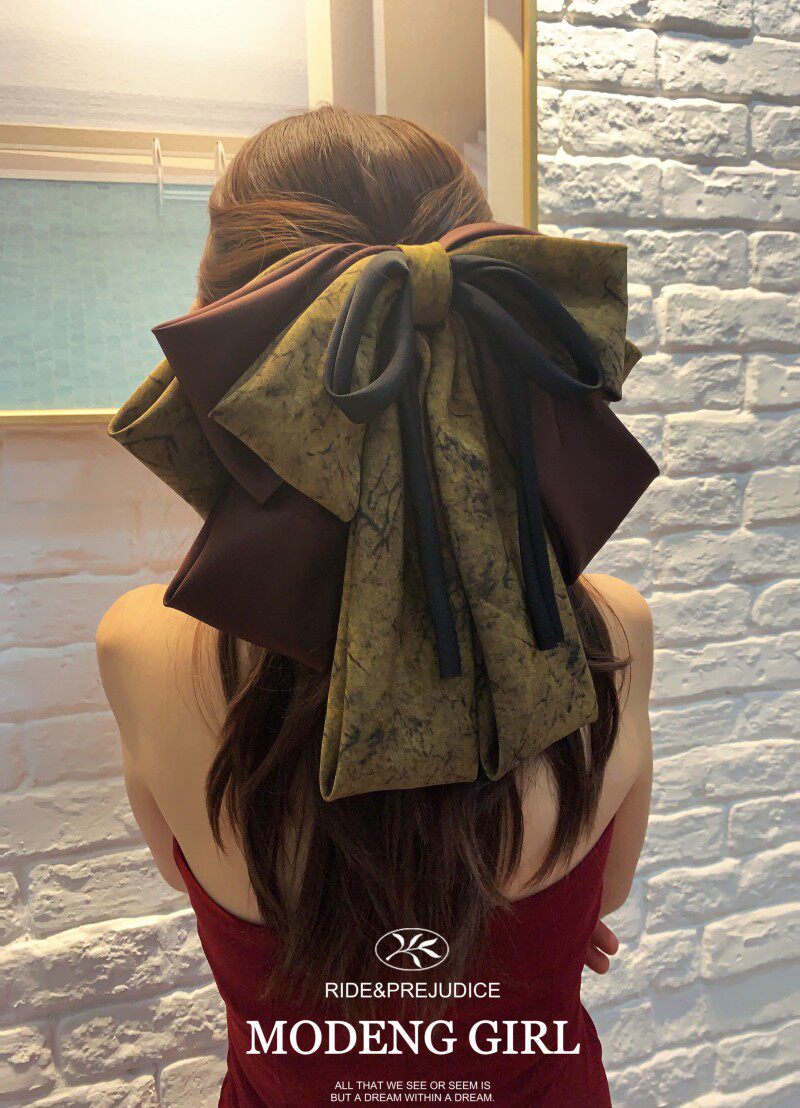 复古港风超大蝴蝶结发夹