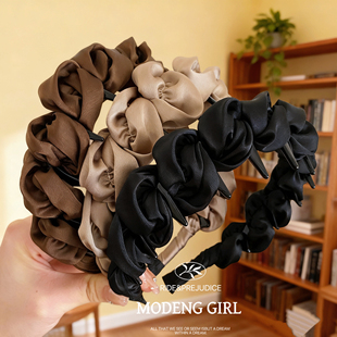 简约高级感云朵泡泡带齿发箍女高颅顶显脸小头箍纯色百搭洗脸发卡