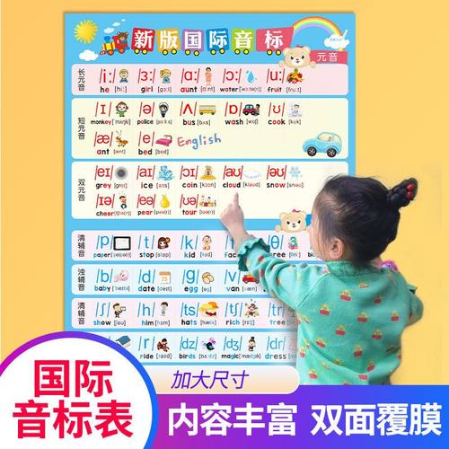 新版48个英语国际音标挂图表墙贴