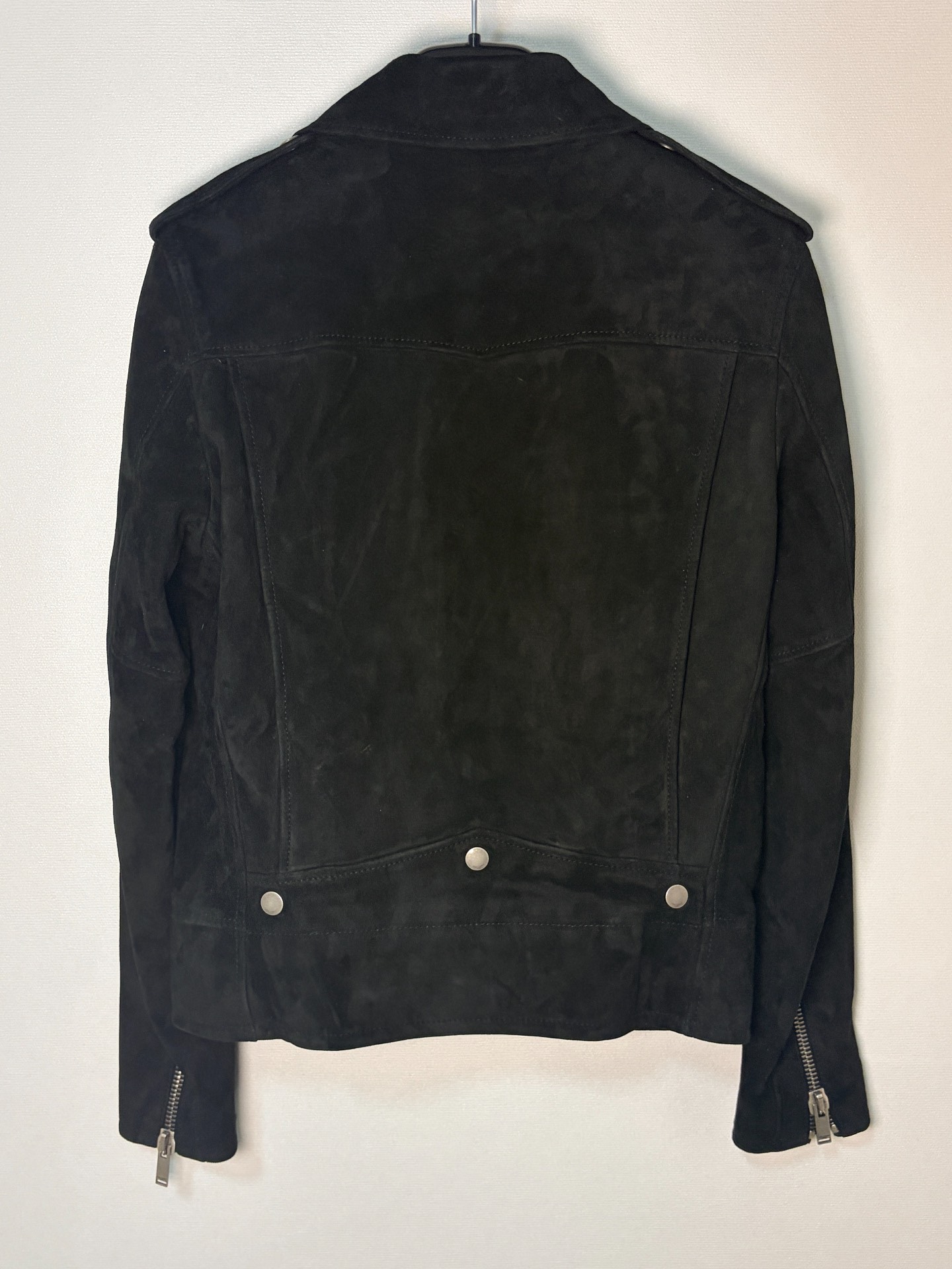 Saint Laurent Black Suede Motorcycle Jacket — front