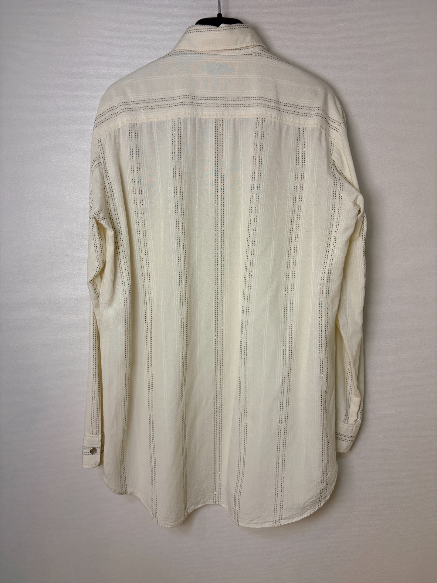 Saint Laurent Cream Metallic Stripe Shirt — front