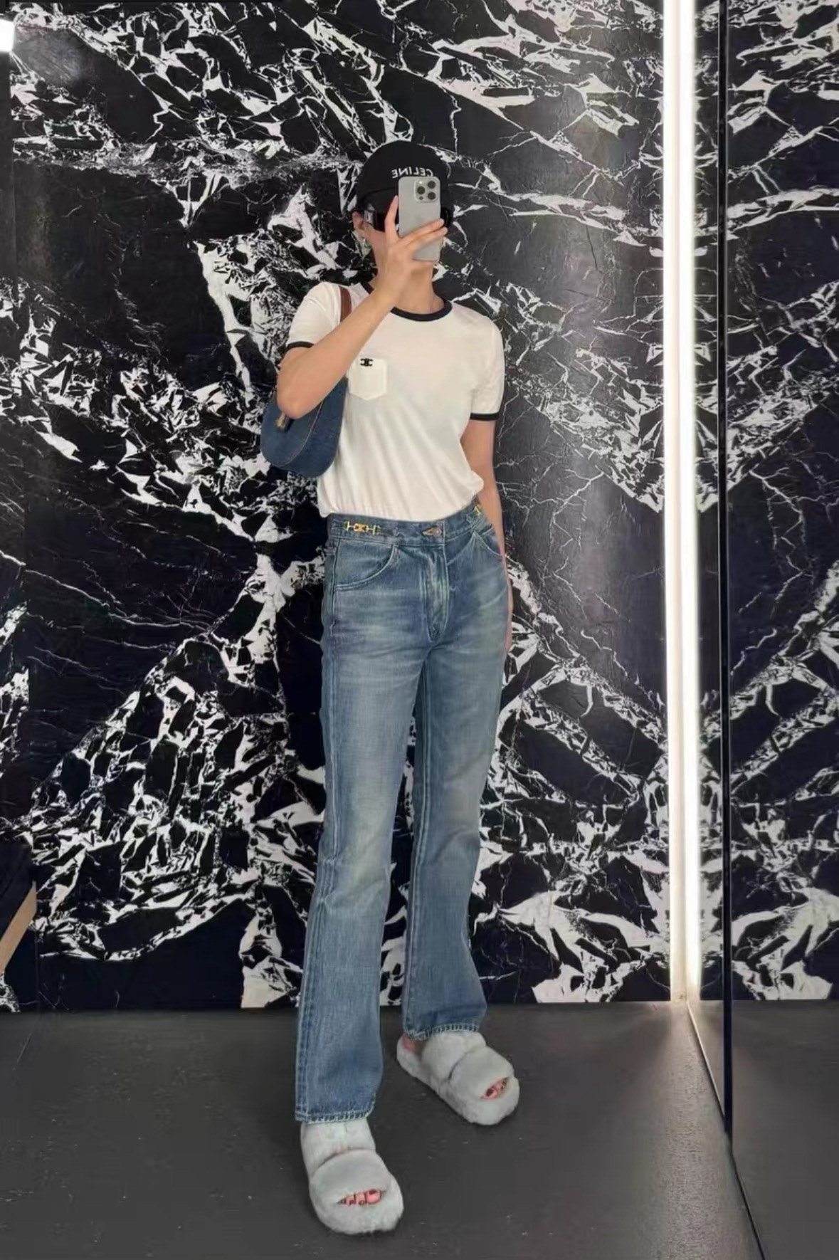 Celine Dylan Blue Micro-Flare Jeans — label