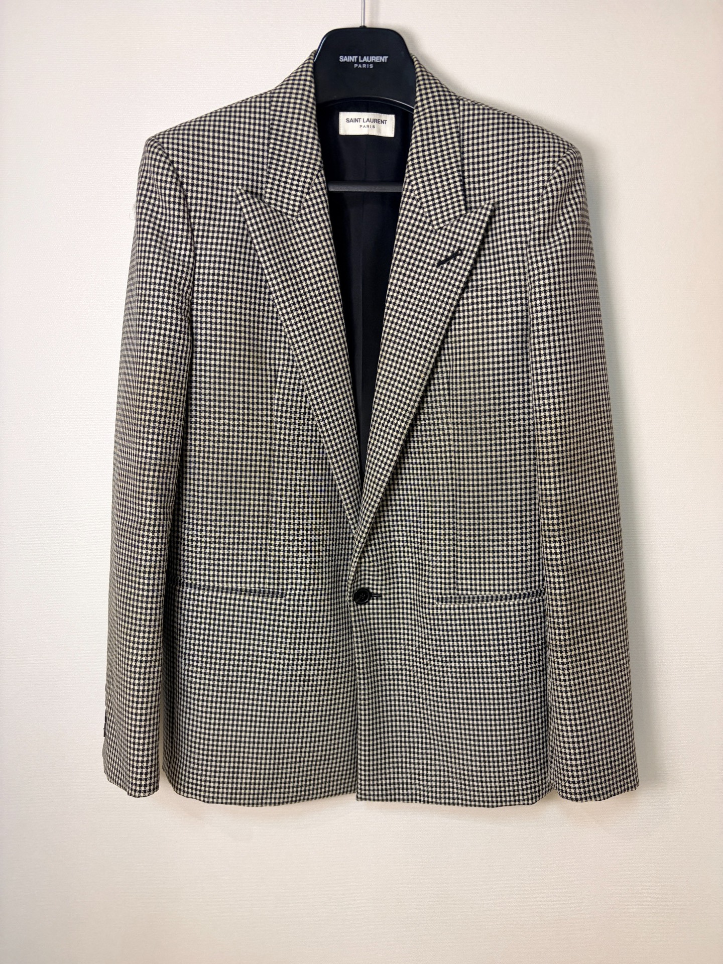 Saint Laurent Houndstooth Wool Blazer