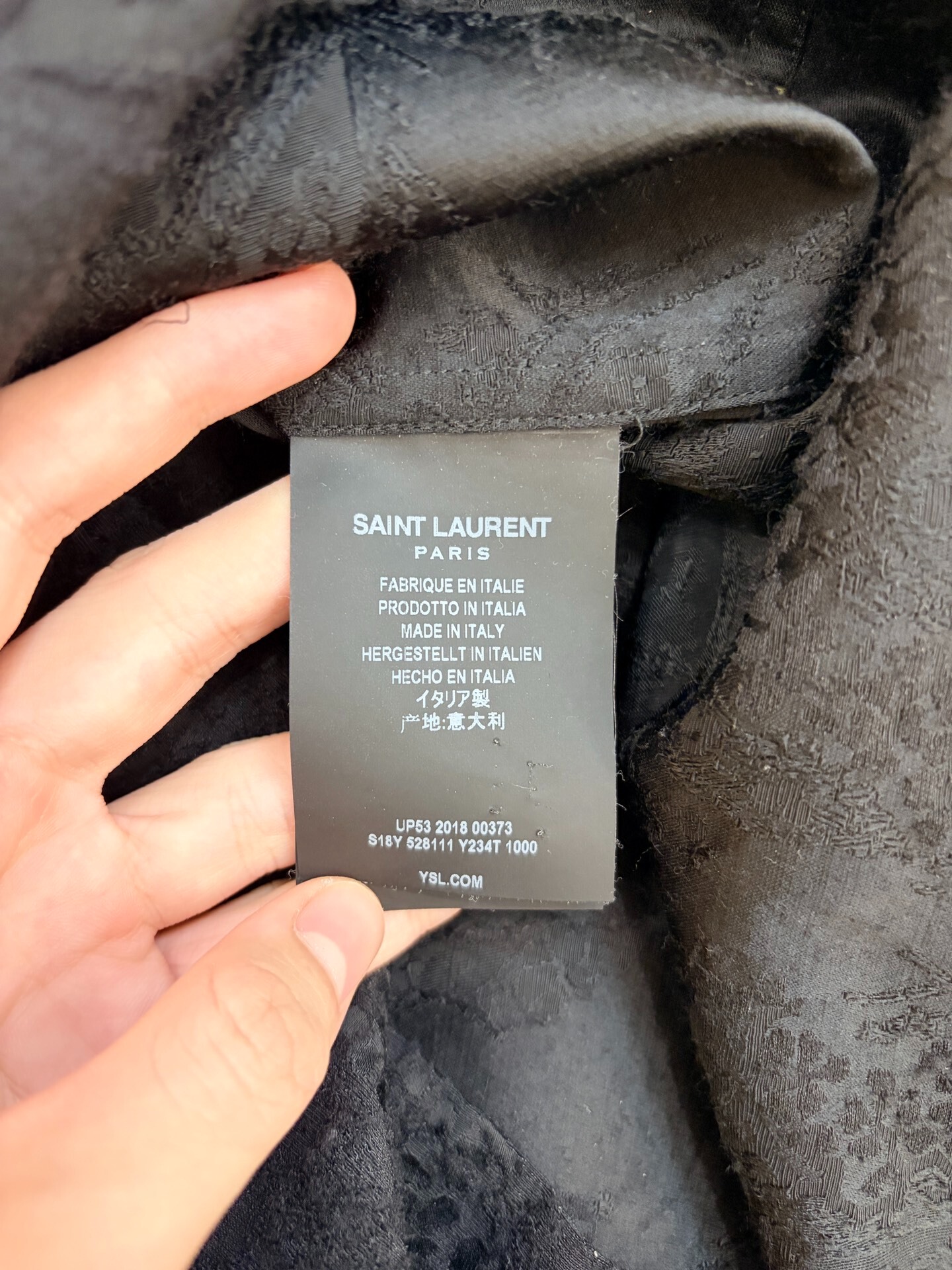 Saint Laurent Henry Collar Wool Silk Shirt — back