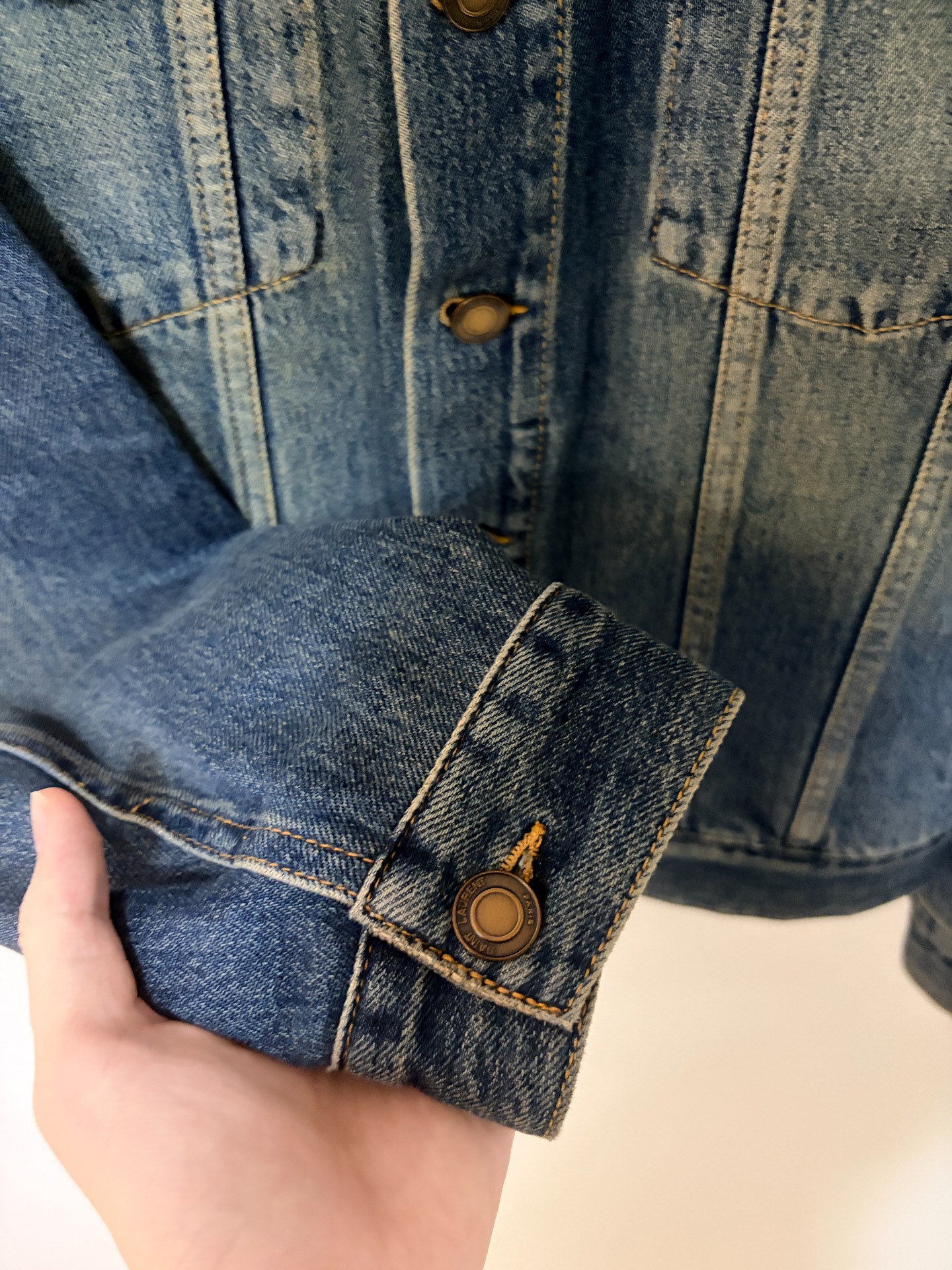 Saint Laurent Classic Blue Denim Jacket — back
