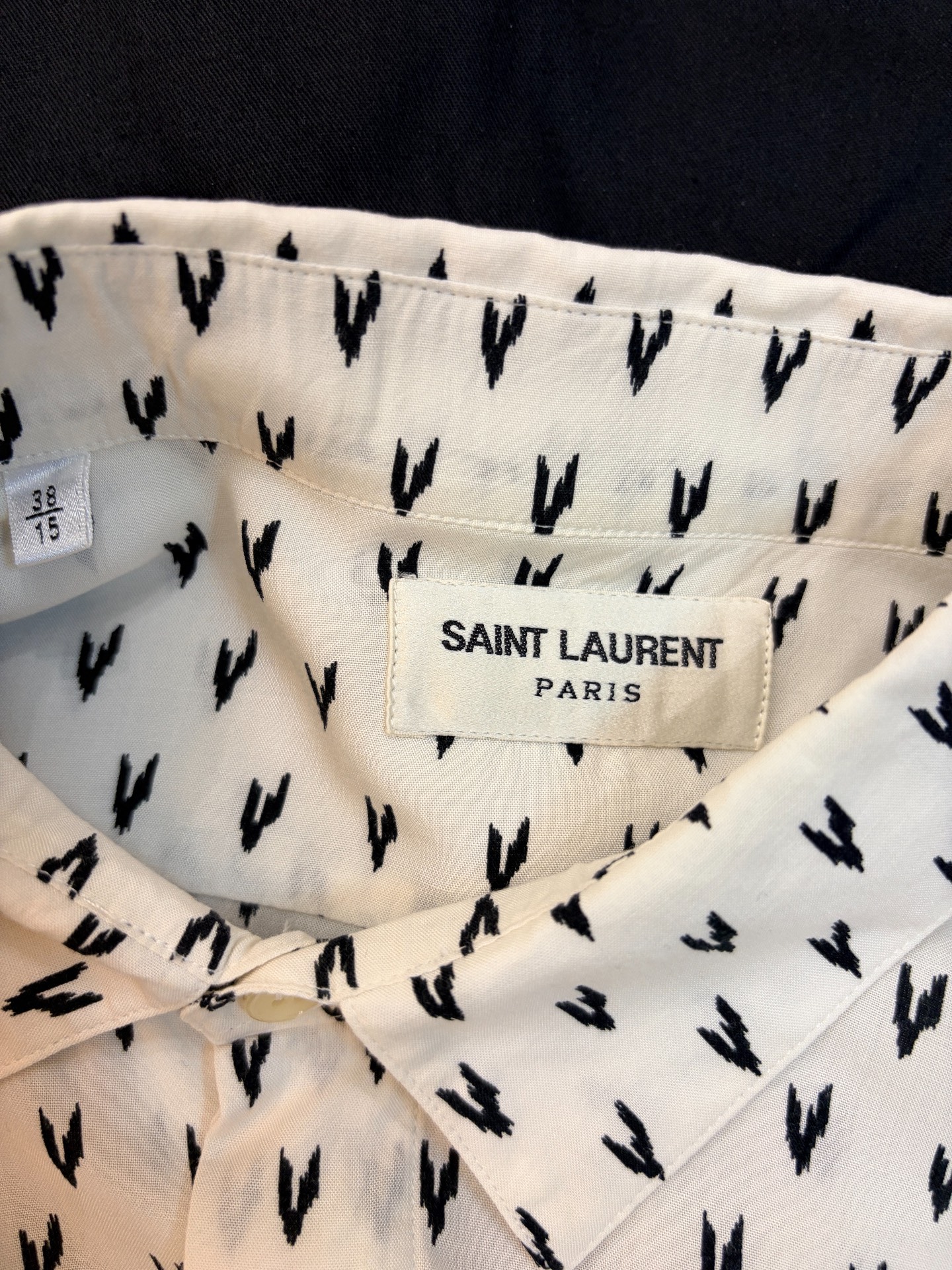Saint Laurent White Silk Lightning Shirt — detail