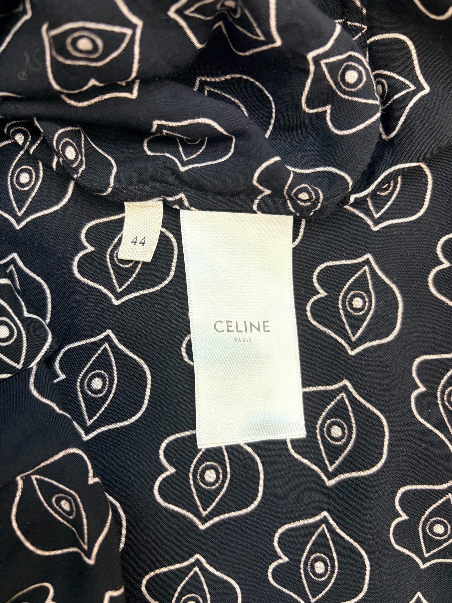 Celine Black Silk Lip Pattern Shirt — back
