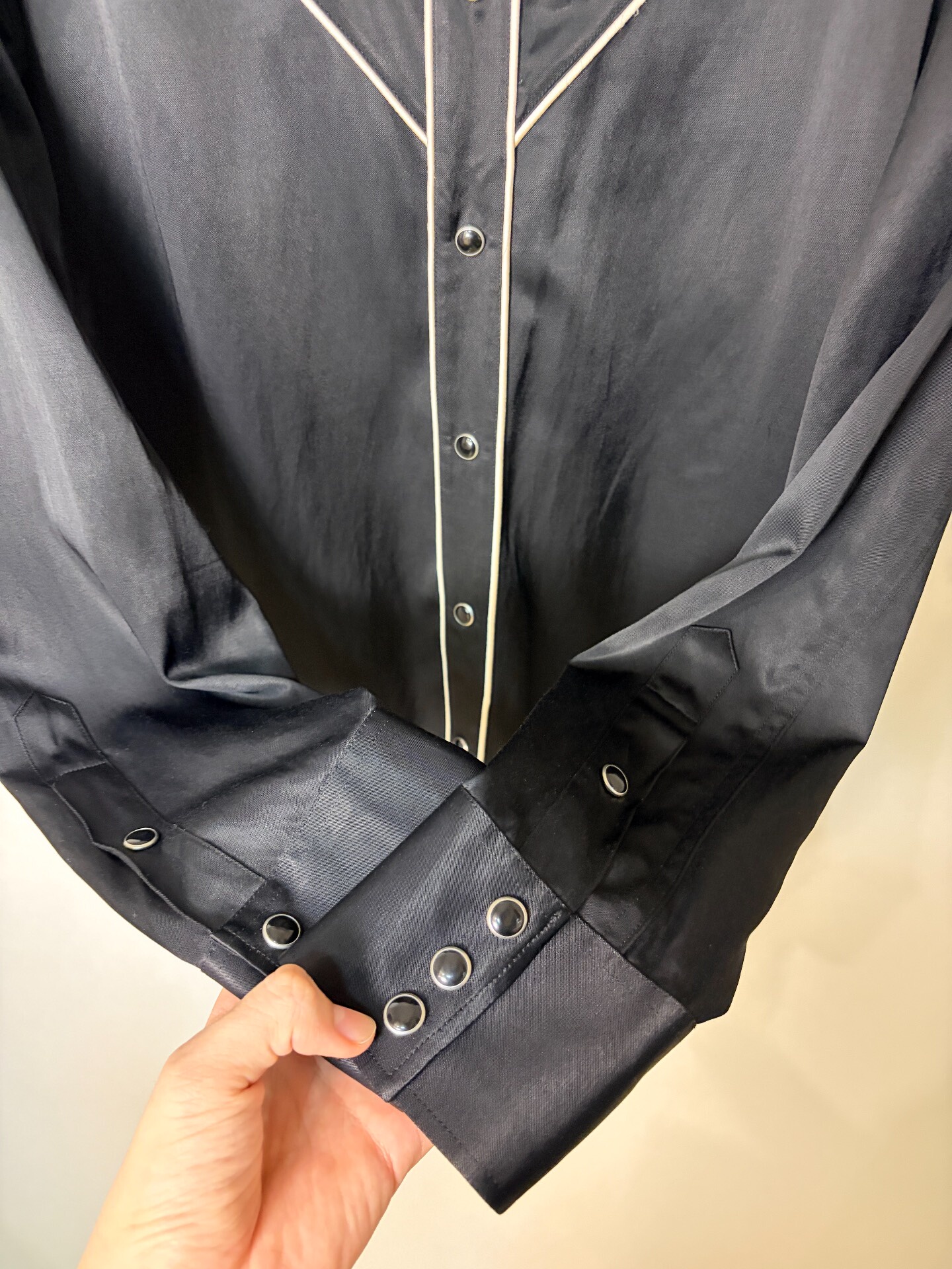 Saint Laurent 16FW White Piping Shirt — detail