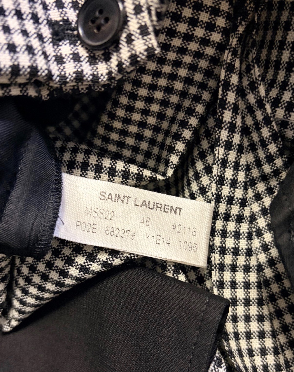 Saint Laurent Houndstooth Suit Pants — label