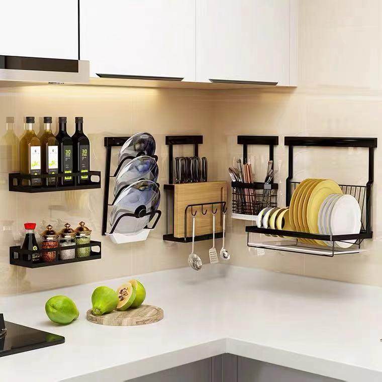 厨房置物架304不锈钢壁挂免打孔筷子锅盖架调料架沥水碗碟收纳架,厨房/烹饪用具,抹布架/厨房清洁收纳架,淘宝优惠券,粉丝福利购,淘宝优惠卷