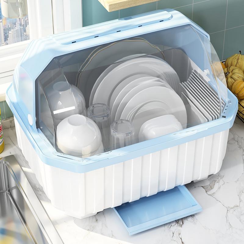 厨房碗筷收纳盒沥水带翻盖放碗盘碟置物架子大型家用餐具箱装碗柜
