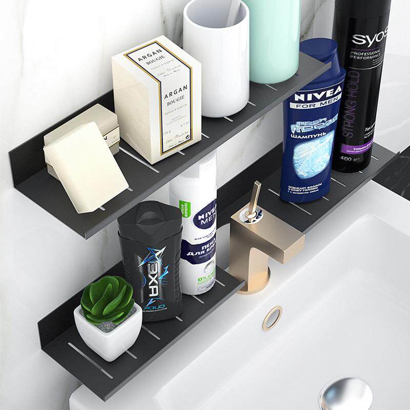 免打孔卫生间冲凉房厨房不锈钢双层收纳置物架铝合金壁挂毛巾带钩