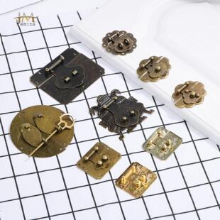 樟木箱五金配件中式仿古铜合页首饰盒老式木箱子锁扣铜拉手