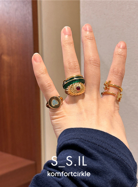 特价 SSIL 官方正品授权 金银字母爱心戒指简约指环尾戒原创设计