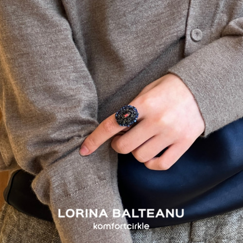 LORINA 法式中古气质高级感彩色天然石手工编织经典戒指叠戴指环