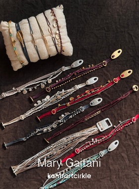 自留推荐 MARY GAITANI 希腊品牌 手工锤痕串珠多层次线圈手链