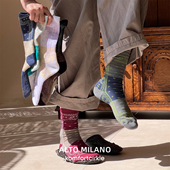 MILANO 自留推荐 ALTO 拼色腰果花意大利复古潮袜长筒袜中筒袜子