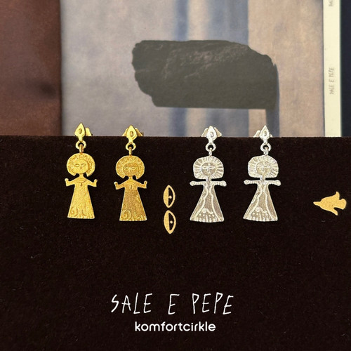 自留推荐 SALE E PEPE胡椒盐 纯银海神耳环 原创设计银饰吊坠耳钉