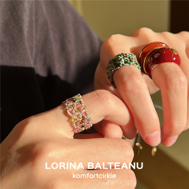 自留推荐 LORINA 新品天然半宝石彩色编织戒指叠戴指环Galia Ring 饰品/流行首饰/时尚饰品新 戒指/指环 原图主图