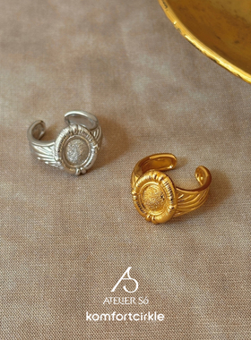 ATELIERSO倪索 弦线钉砂戒指 纯银磨砂原创设计小众气质复古宽戒