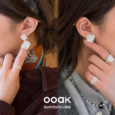 OOAK界格 列维斯蕾丝耳环立体裙摆耳钉灵动小巧精致时髦百搭耳饰