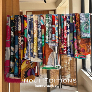 福利价 INOUI EDITIONS 动物花卉方巾丝巾围巾轻薄大披肩