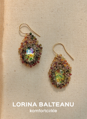 LORINA Custom耳环 法国天然半宝石手工编织蕾丝复古精致设计耳钩